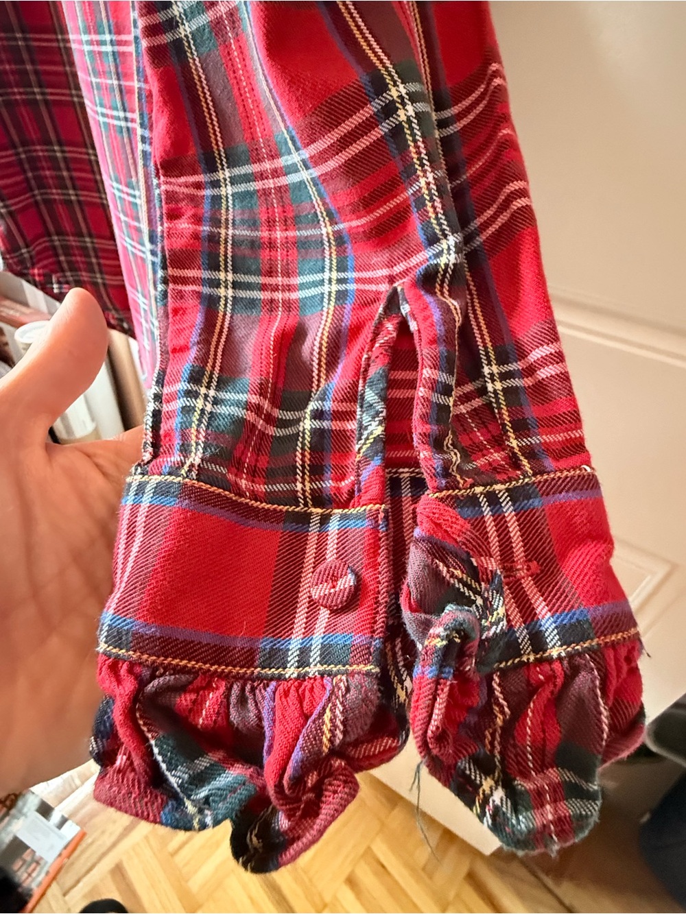 Tuckernuck Red Plaid Ruffle-Front Blouse - Picture 4 of 6